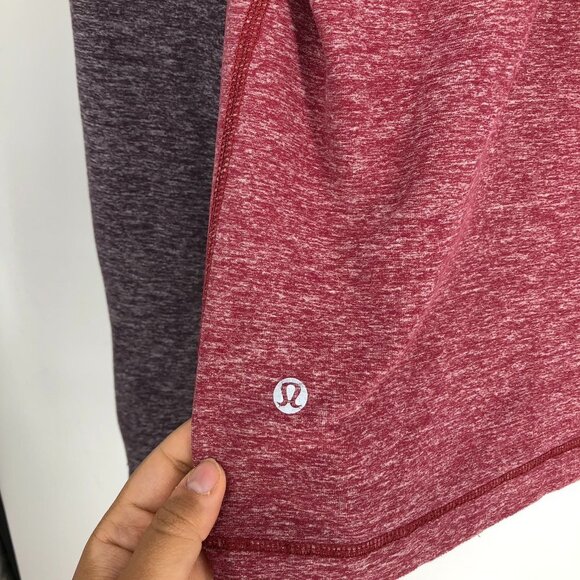 Lululemon Burgundy & grey Heathered 1/3 Zip Lightweight Hoodie size Medium - Picture 10 of 14